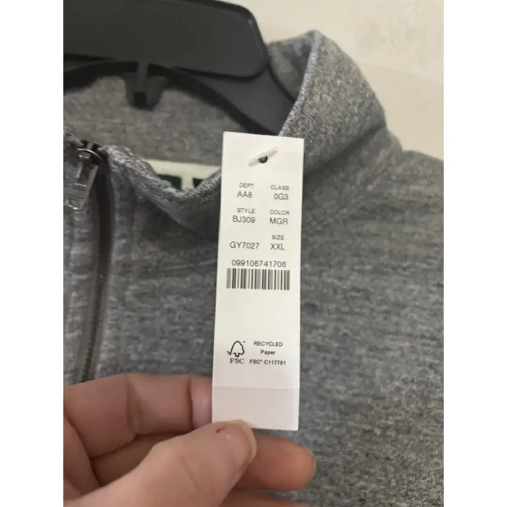 J. Crew Quarter Zip Pullover Men's 2XL XXL Gray 100% Cotton Sweater NWT